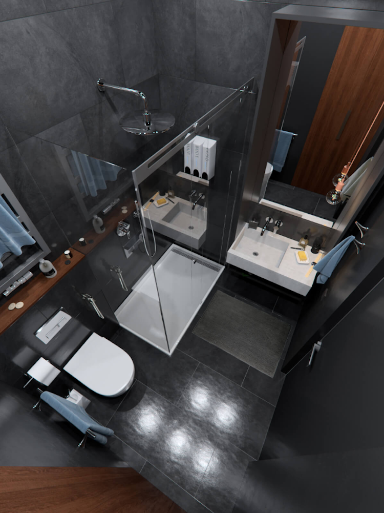 beton-holz-elegant-badezimmer-dusche-glaswand-klein