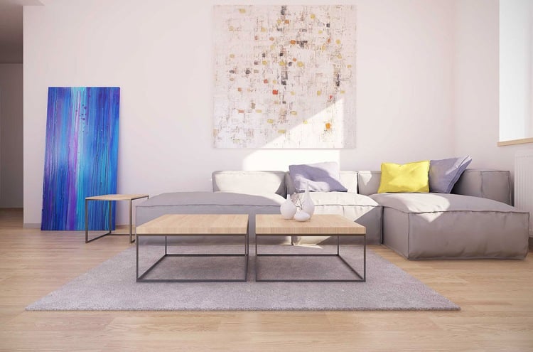 Bilder für Wohnzimmer -minimalistisch-hell-graues-sofa