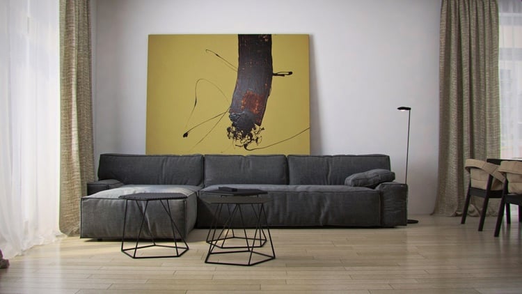 Bilder für Wohnzimmer -modern-minimalistisch-graues-sofa