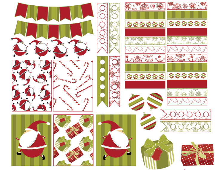 filofax-dekorieren-lesezeichen-deko-weihnachten-grün-rot-streifen