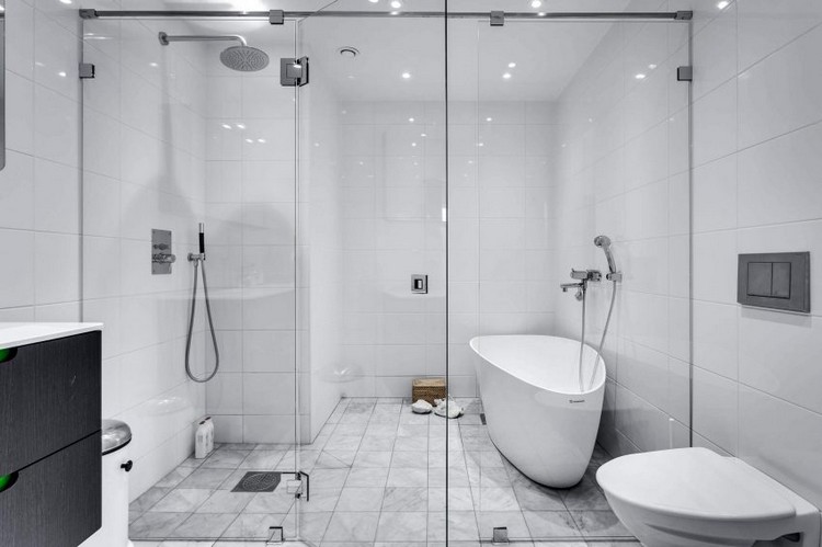 grau-braun-einrichten-badezimmer-glasstrennwände-badewanne