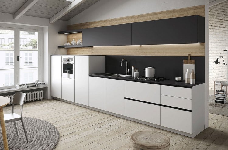 moderne-einbauküchen-grifflos-schwarz-weiß-küchenfronten