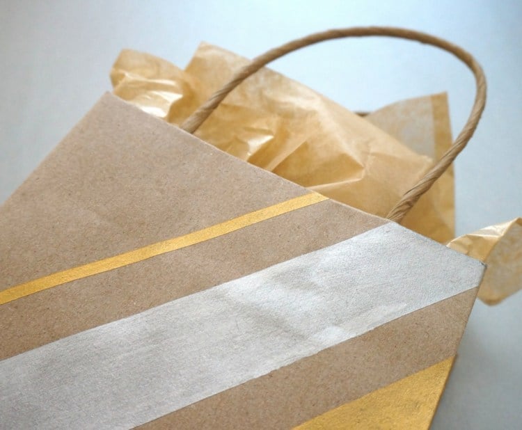papiertüten basteln gold-farbe-metallic-geschenke-verpacken