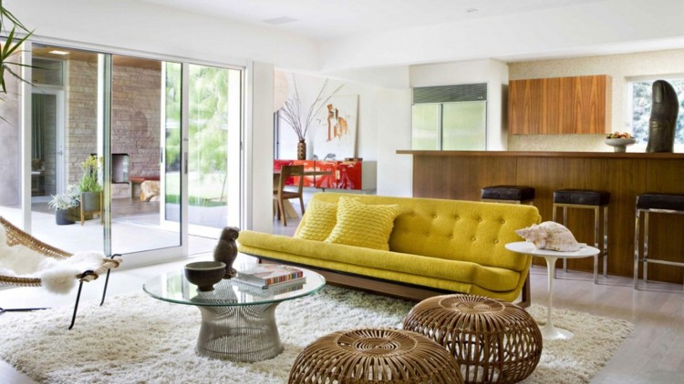 Retro Look -designklassiker-wohnzimmer-couch-offene-planung
