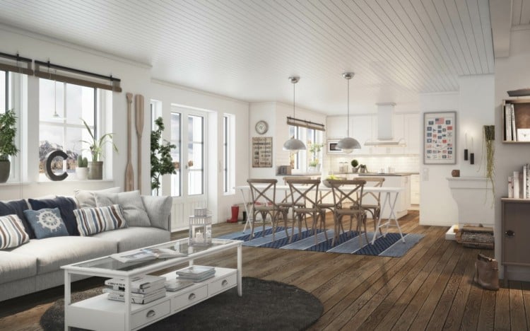 wohnzimmer-offen-wohnraum-gestalten-maritim-beach-style-weiß-möbel