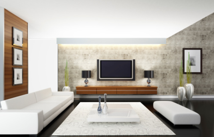 Wohnzimmer ohne Wohnwand alternative-fernseher-wand-schwebesideboard-tischleuchten