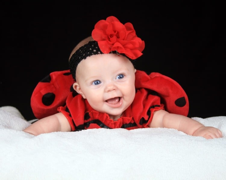 Baby Kostüm marienkäfer-haarband-blume-rotes-kleid-punkte