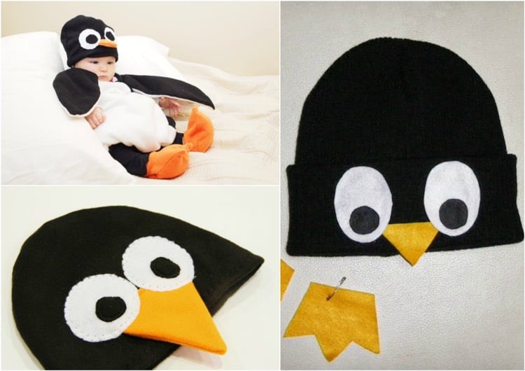 Baby Kostüm pinguin-mütze-filz-selber-machen