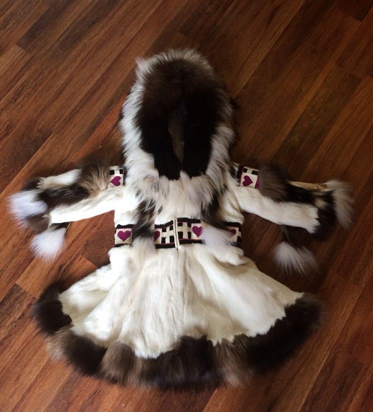 Eskimo Kostüm kinder-mädchen-fell-weiß-braun