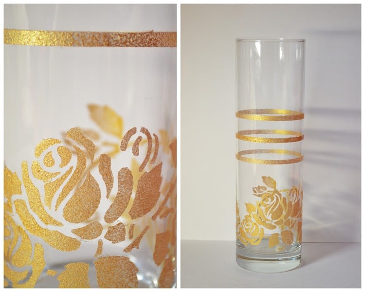 glas-bemalen-ideen-farbe-gold-struktur-rosen-aufkleber