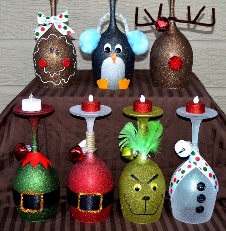 glas-bemalen-ideen-weihnachten-teelichthalter-kopfgestellt