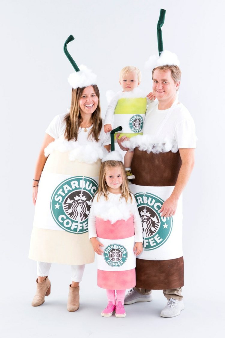 gruppenkostüme-karneval-familie-starbucks-kaffee-becher-verkleidung