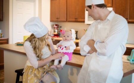 gruppenkostüme zum karneval familie-einfach-koch-bäcker-cupcake-baby