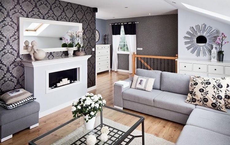 kaminkonsole dekorieren modern-kerzen-wohnzimmer-grau