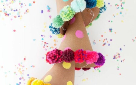 karnevalshüte selber machen partyhut-bommeln-pappe-papier