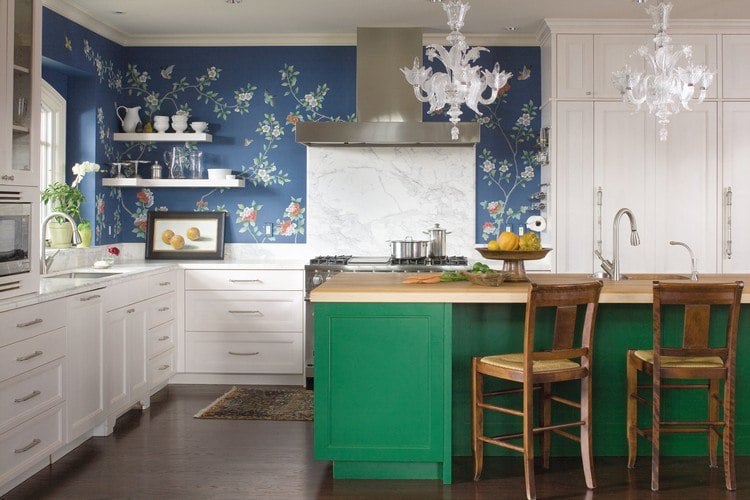küchentapeten-ideen-landhausstil-blau-grün-kombinieren
