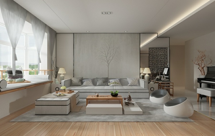 minimalistisch wohnen interieur-wohnideen-sitzecke-lounge-indirekte-beleuchtung
