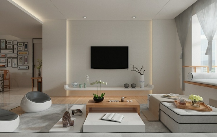minimalistisch wohnen neutral-farben-wohnzimmer-lowboard
