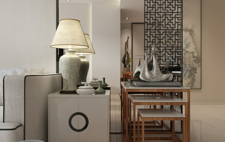 minimalistisch wohnen wohnideen-deko-wohnzimmer-tischlampe