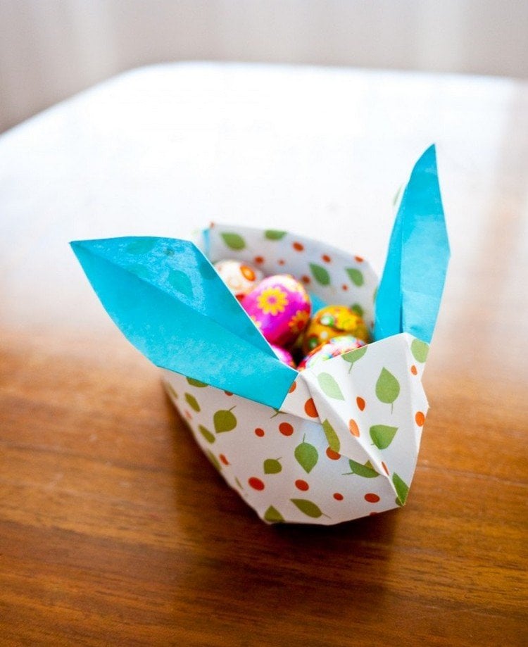 Origami zu Ostern hase-eierbecher-schale-bonbons