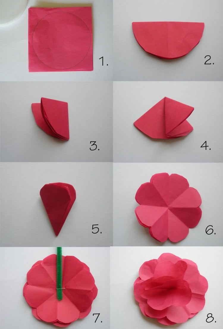 papierblumen-basteln-kindern-falten-origami-blüte-rot-papier