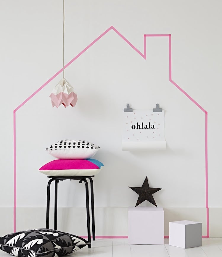 Washi Tape Ideen -diy-projekt-wanddeko-skandinavisch-pink