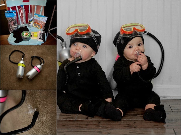 Zwillings Kostüme taucher-babys-selber-machen-anleitung