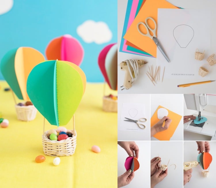 Einfache Tischdeko Geburtstag selber machen Luftballons aus Papier basteln