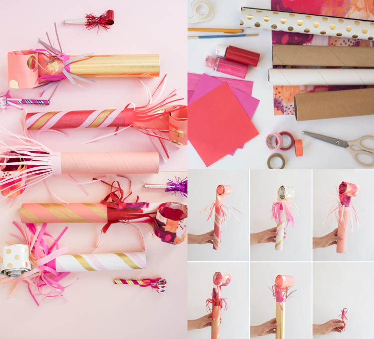 Tischdeko Party Tröten aus Küchenpapierrollen basteln