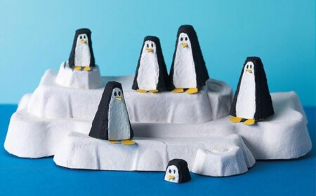 basteln mit eierschachteln pinguine-idee-einfach-bemalen