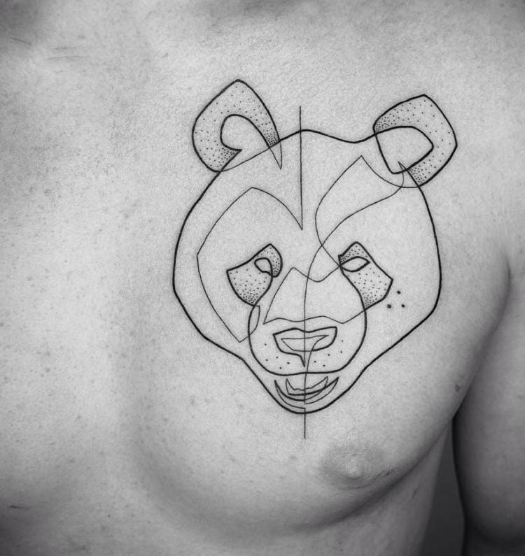 brust-tattoo-motive-tätowierung-minimalistisch-tier-panda-bär