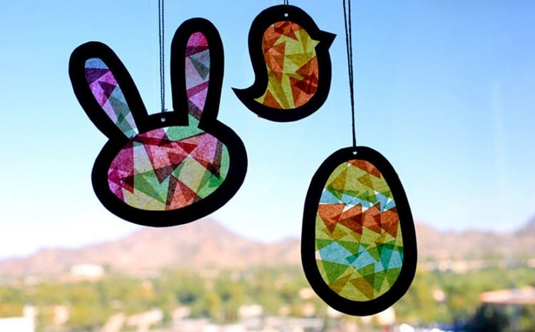 Fensterbilder für Ostern frühling-basteln-deko-kinder
