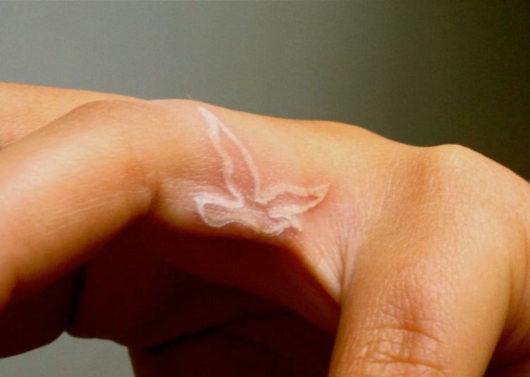 finger-tattoo-weiß-schlicht-ringfinger-seitlich-vogel-schwalbe-klein