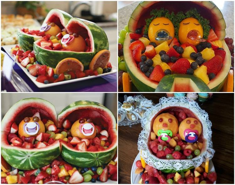 geschenke-zwillinge-geburt-wassermelone-babywagen-fruchtsalat