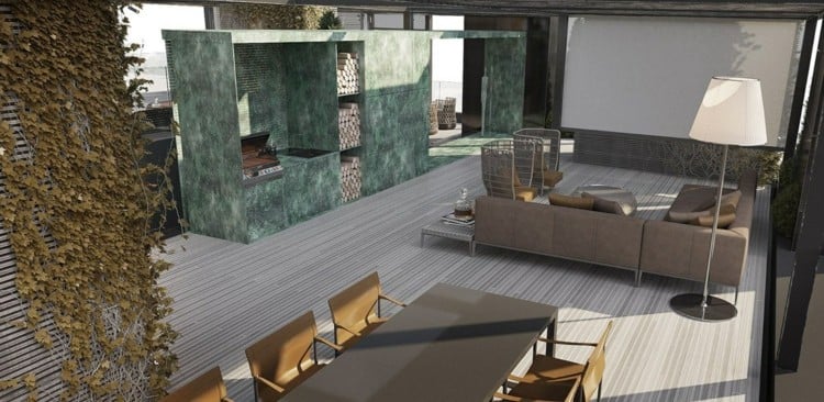 graue-möbel-grill-terrasse-marmor-grün-loung-esstisch