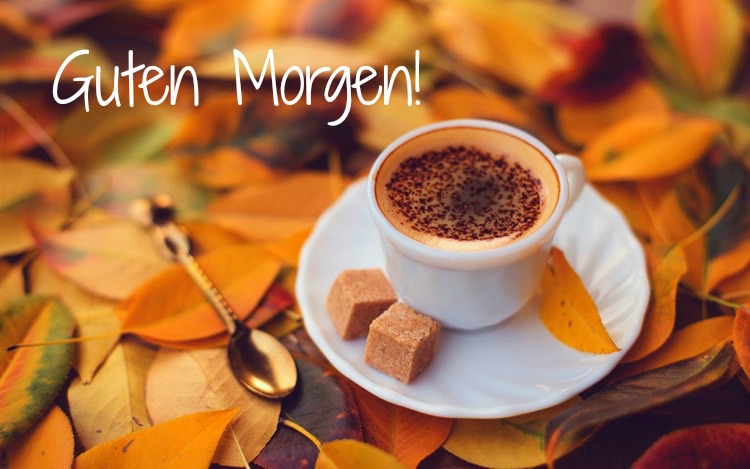 guten-morgen-bilder-kostenlos-herbst-herbsltich-kaffee-blätter