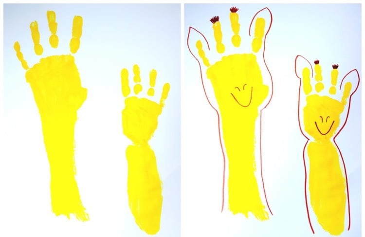 handabdruck-bilder-kinder-tiere-giraffen-familie-papier