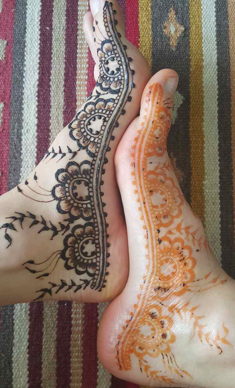 henna-tattoo-selber-machen-füsse-vorher-nachher
