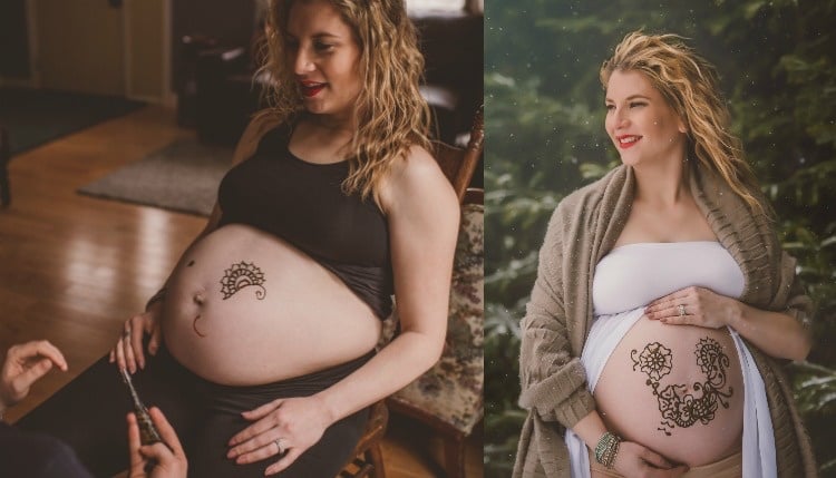 henna-tattoo-selber-machen-idee-schwangerschaft-schwangerbauch