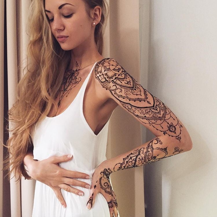 Henna Tattoo self-made-shoulder-arm-hand-chest