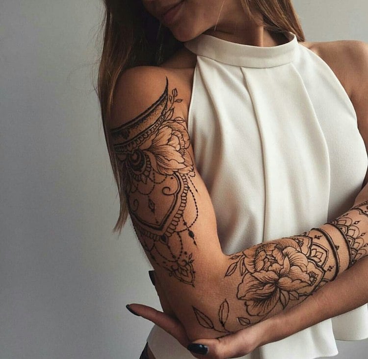 Henna Tattoo selber machen -schulter-oberarm-mode