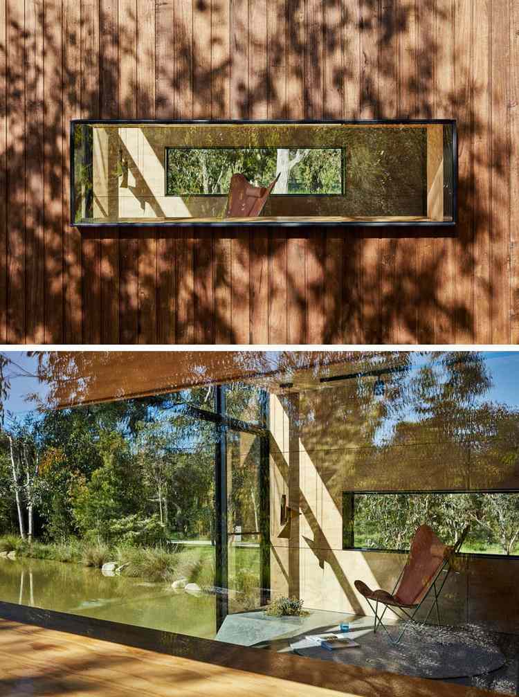Holz für Fassade auskragende-fenster-lücke-rahmen-verzinkt