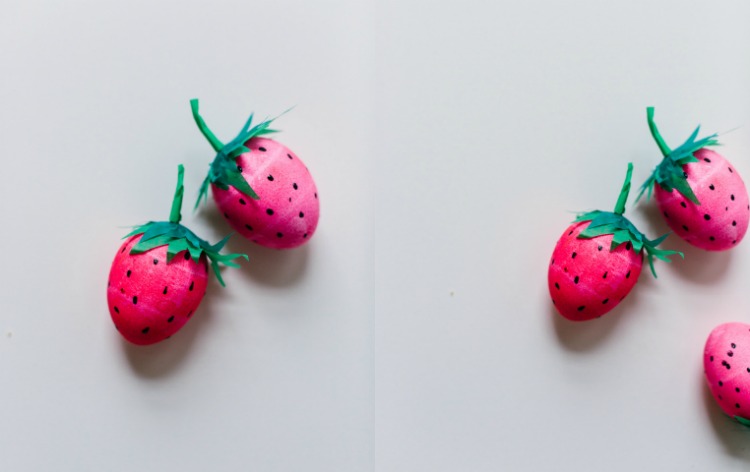 lustige-ostereier-gestalten-erdbeeren-idee-dekorieren-grün