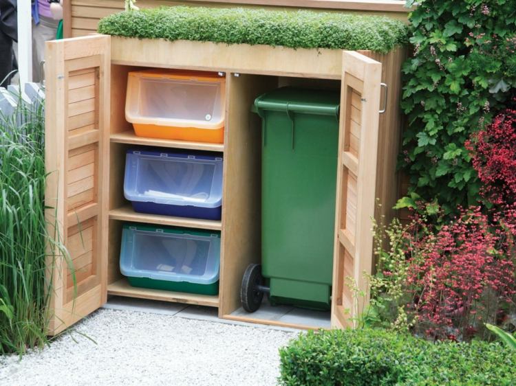 mülltonnenbox-selber-bauen-recycling-plastik-papier-dach-begrünung-kletterpflanzen