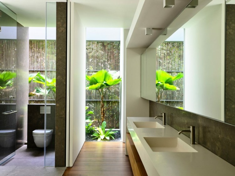 offenes-wohnzimmer-gestaltung-badezimmer-glastür-wc-spiegel