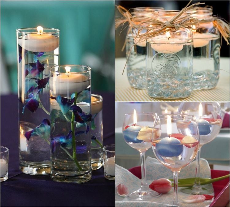 windlicht-basteln-einweckglas-weinglas-vase-hoch-schwimmkerze-orchidee-lila-dekosteinchen-blütenblätter