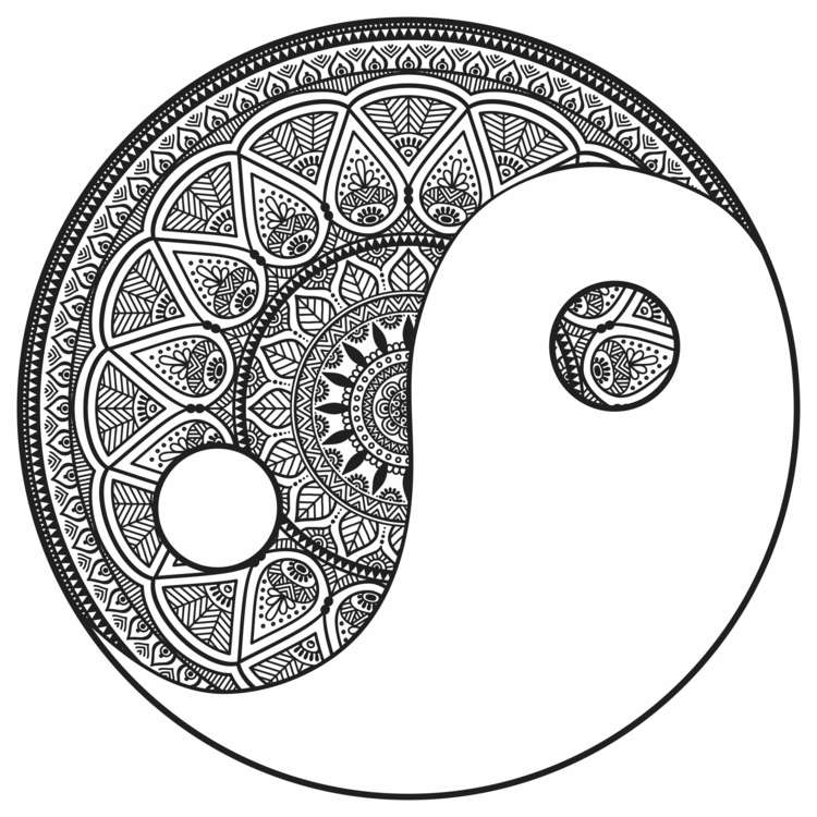 zentangle vorlagen bilder-basteln-buddhistische-muster-yin-yang