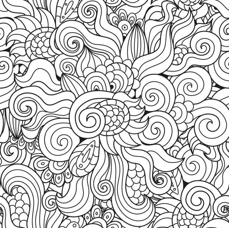 zentangle vorlagen schuppenmuster-spiralformen-blätter-fantasie