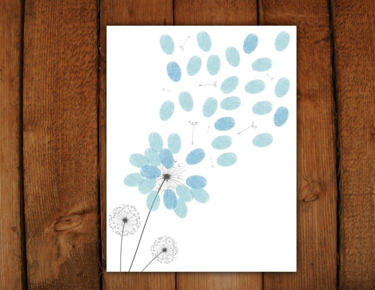fingerabdruck bilder pusteblume-samen-hellblau-hübsch-wandbild-idee