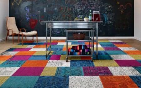 patchwork teppich ideen-farben-bunt-tafel-wand-modern